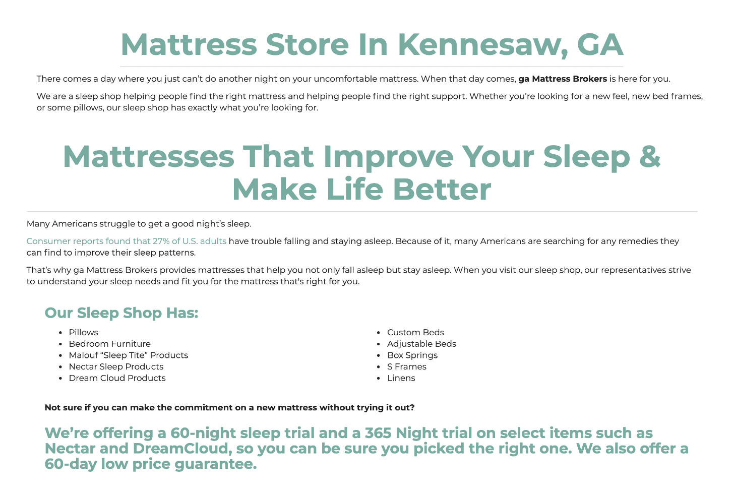 GA Mattress Brokers in Kennesaw, GA Mattress Store Reviews
